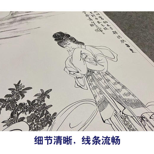 张大千竖幅工笔传统仕女人物白描底稿-QD49 商品图4
