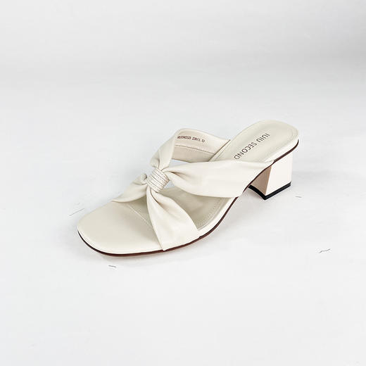 IUIU SECOND 夏季柔软羊皮方头交叉带粗跟凉拖鞋U20BJ23421 商品图5