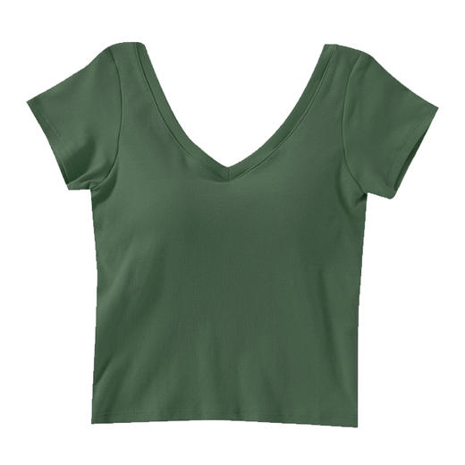 壁虎瑜伽【2205SY175】V领齐腰亲肤短袖（一体式胸垫）（5天发货） 商品图6