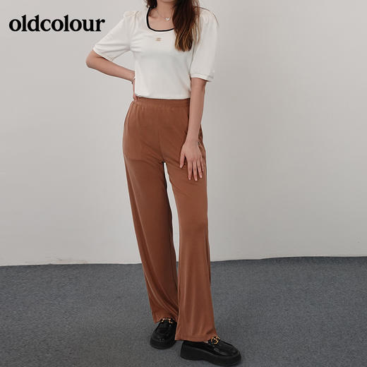 oldcolour21夏纯色简约休闲高腰显瘦阔腿裤N21073116 商品图0