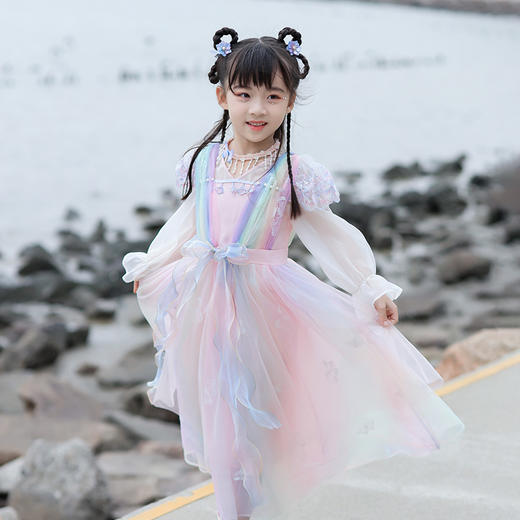 小嫒記春夏新款女童汉服国风中式时装周走秀款——霓裳齐腰襦裙 商品图1