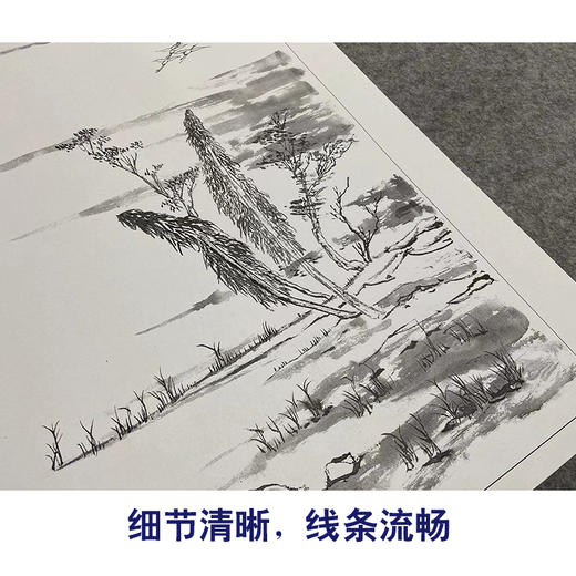 张大千竖幅工笔山水白描底稿-QD17 商品图4