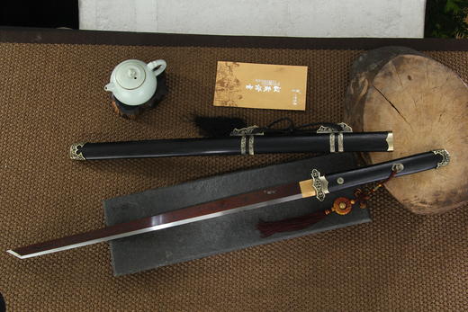 龙泉蒋氏宝剑 20寸黑切唐横刀 花纹钢 未开刃 商品图0