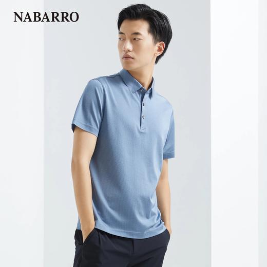 纳巴罗百分百上午重磅真丝36针防勾丝短袖翻领T恤NB193925670A 商品图1