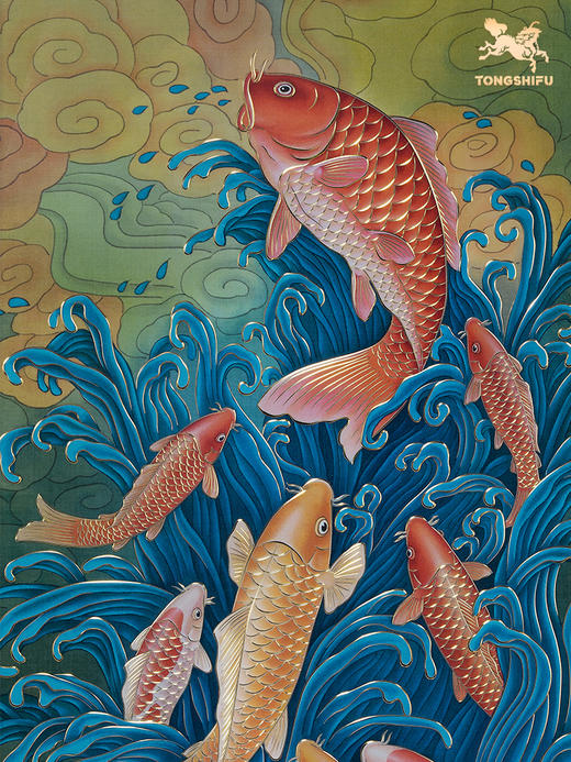铜师傅 手工錾刻 铜雕画《九鱼聚财之二》客厅装饰画 背景画 壁画 商品图3
