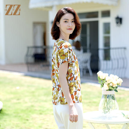 佐尔美夏季新款 桑蚕丝真丝弹力双绉衬衣女E12CS80 商品图3