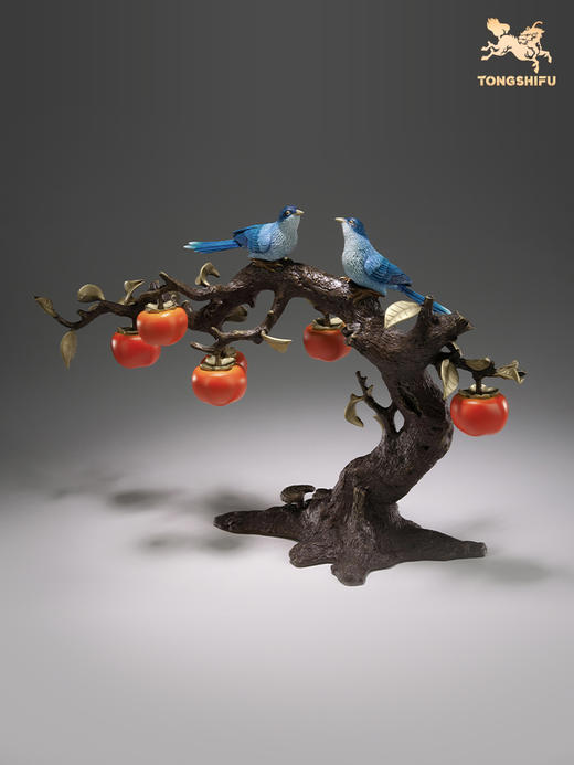 铜师傅 全铜柿子摆件《喜事连连》乔迁之喜客厅桌面玄关酒柜装饰 商品图3