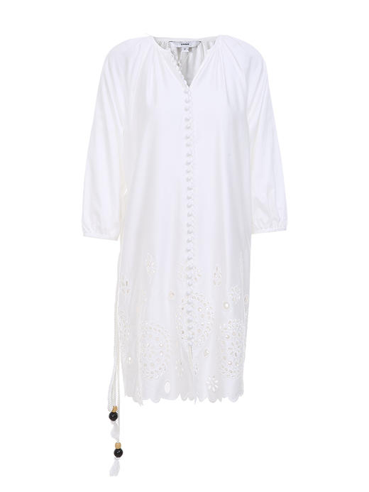 VIMAGE/纬漫纪夏季新品纯色百搭透气不规则设计感小众系带连衣裙V1707369 商品图5