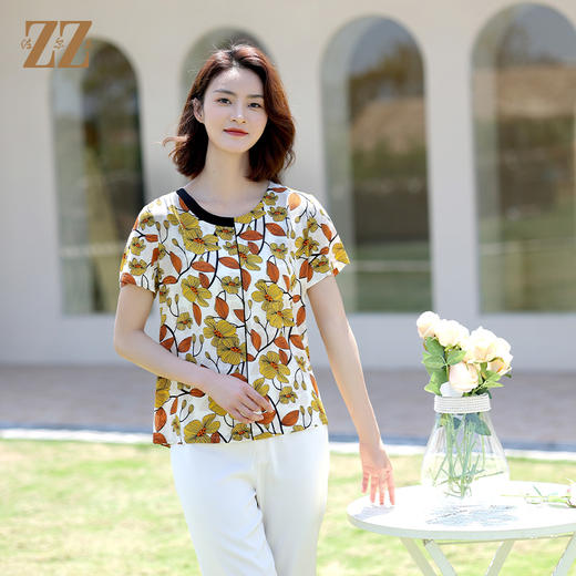 佐尔美夏季新款 桑蚕丝真丝弹力双绉衬衣女E12CS80 商品图0