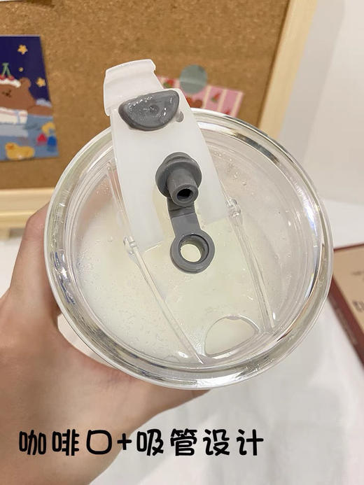 强烈推荐！巨可爱猫咪玻璃水杯创意简约ins杯少女心可加盖牛奶杯500ml 商品图5