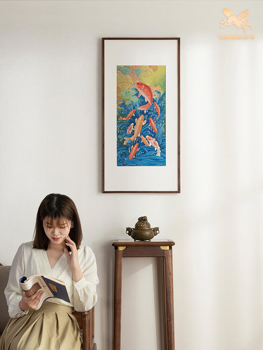 铜师傅 手工錾刻 铜雕画《九鱼聚财之二》客厅装饰画 背景画 壁画 商品图4