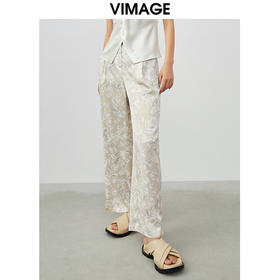 VIMAGE/纬漫纪夏季新款高腰长裤阔腿裤印花女裤V1705321