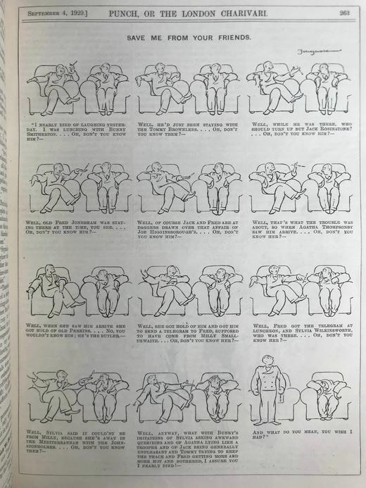 1929年7-12月 英国讽刺漫画杂志《笨拙》 数百幅插图（含彩色） 漆布精装16开 商品图12