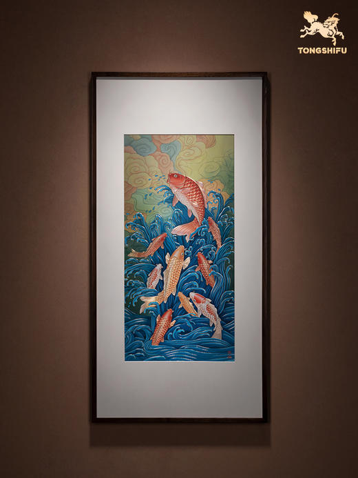 铜师傅 手工錾刻 铜雕画《九鱼聚财之二》客厅装饰画 背景画 壁画 商品图0