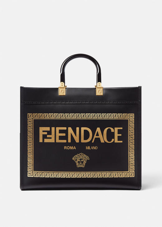 【欧洲专柜直供】FENDI芬迪x Versace范思哲联名款FENDACE LOGO SUNSHINE托特包 1006687 商品图1