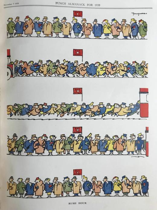 1939年1-6月 英国讽刺漫画杂志《笨拙》 数百幅插图（含彩色） 漆布精装16开 商品图10