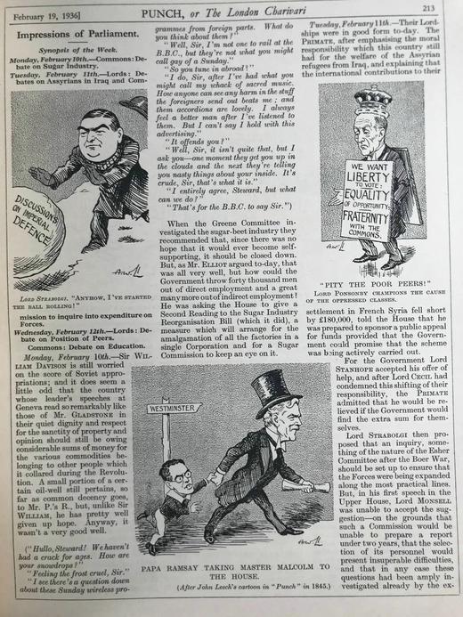 1936年1-6月 英国讽刺漫画杂志《笨拙》 数百幅插图（含彩色） 漆布精装16开 商品图13