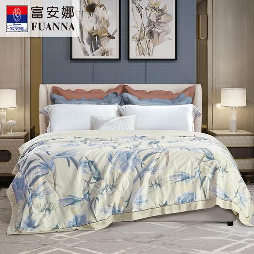 富安娜莱赛尔印花水洗蚕丝夏被/花叶浮绘 商品图4