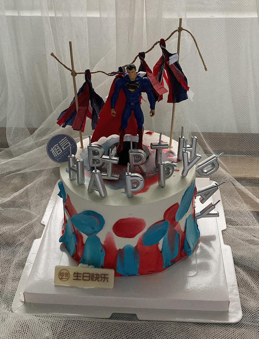 超人【双层水果夹心】造型奶油蛋糕 - 榕言微店 榕树下生日蛋糕店
