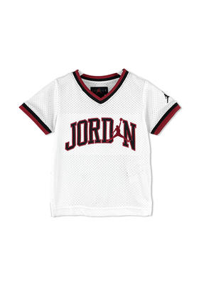 JORDAN/乔丹AJ童装夏男童V领网眼速干篮球服短袖T恤JD2222115透气网布速干篮球运动短裤JDJD2122067