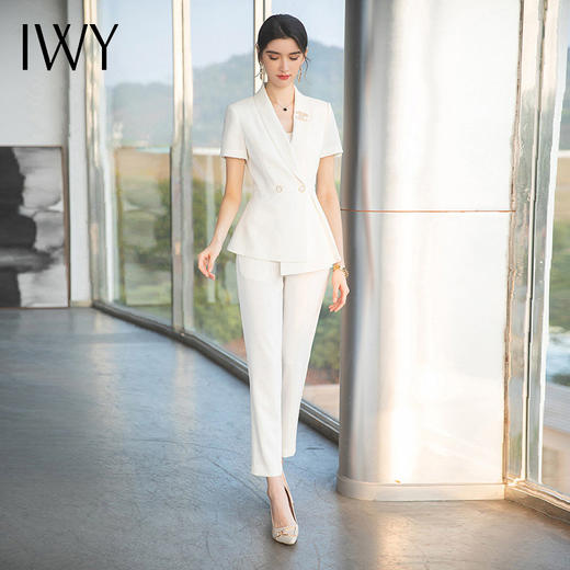 IWY/白色职业西装外套女短袖夏季新款套装设计感面试正装CP1542 商品图4