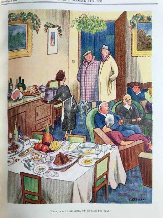 1939年1-6月 英国讽刺漫画杂志《笨拙》 数百幅插图（含彩色） 漆布精装16开 商品图9