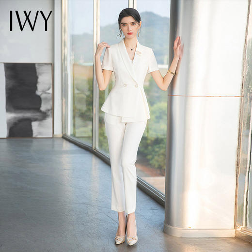 IWY/白色职业西装外套女短袖夏季新款套装设计感面试正装CP1542 商品图1
