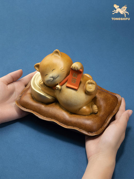 铜师傅 全铜摆件《躺赚》 铜工艺品 家居饰品 礼品 招财猫摆件 商品图4