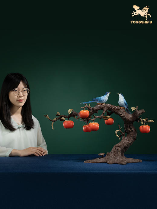 铜师傅 全铜柿子摆件《喜事连连》乔迁之喜客厅桌面玄关酒柜装饰 商品图4