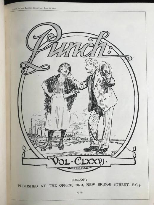 1929年1-6月 英国讽刺漫画杂志《笨拙》 数百幅插图 漆布精装16开 商品图2