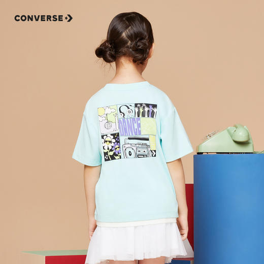 Converse匡威童衣童衣夏棉质女童休闲撞色清新套头短袖T恤CV2222097 商品图1
