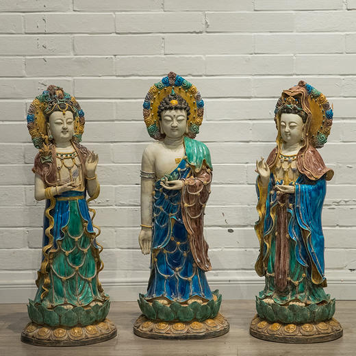 清 法华彩西方三圣佛像一组 商品图0