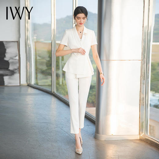 IWY/白色职业西装外套女短袖夏季新款套装设计感面试正装CP1542 商品图0