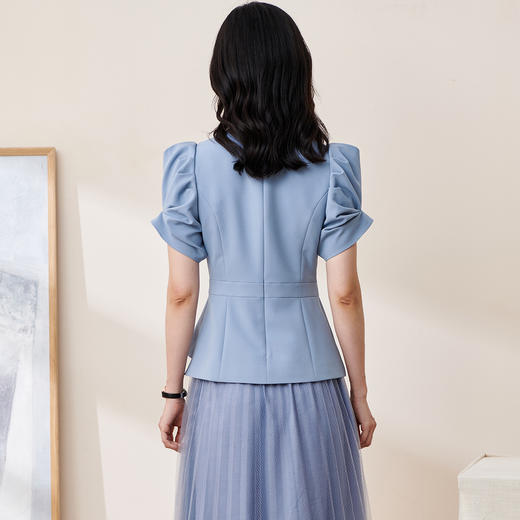 米思阳2025夏季新款职场通勤修身西装时尚设计感泡泡袖外套女1735 商品图3