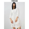 VIMAGE/纬漫纪夏季新品纯色百搭透气不规则设计感小众系带连衣裙V1707369 商品缩略图1