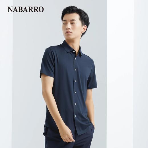 纳巴罗商务衬衫款锦弹不鼓包翻领短袖T恤NB193926272A 商品图2