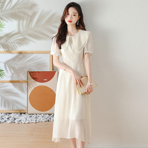 时尚淑女双层领连衣裙气质温柔甜美中长款裙子HR-WS33489 商品图1