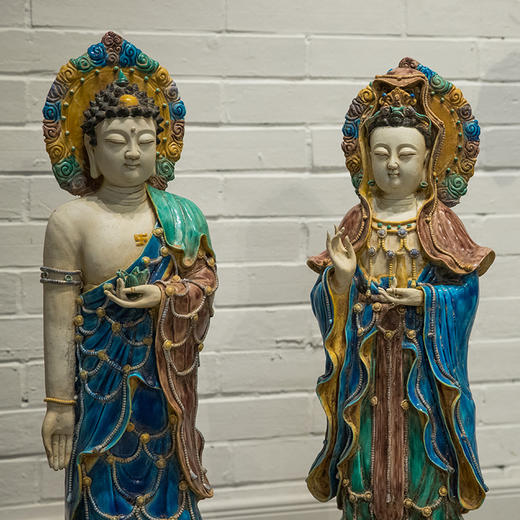 清 法华彩西方三圣佛像一组 商品图2