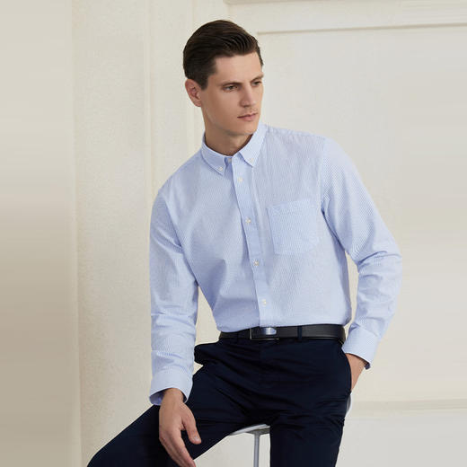 【纯棉男士衬衫】22年夏季新品男士长袖衬衫时尚商务通勤内搭上衣 商品图2