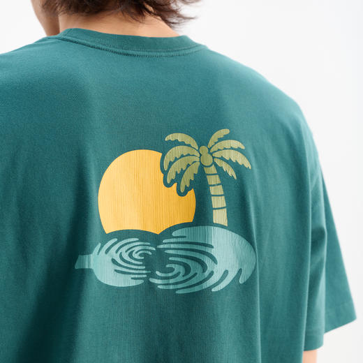 吃茶去chichaqu全棉T恤裂浆海边椰树葫芦波光 商品图1