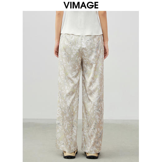 VIMAGE/纬漫纪夏季新款高腰长裤阔腿裤印花女裤V1705321 商品图4