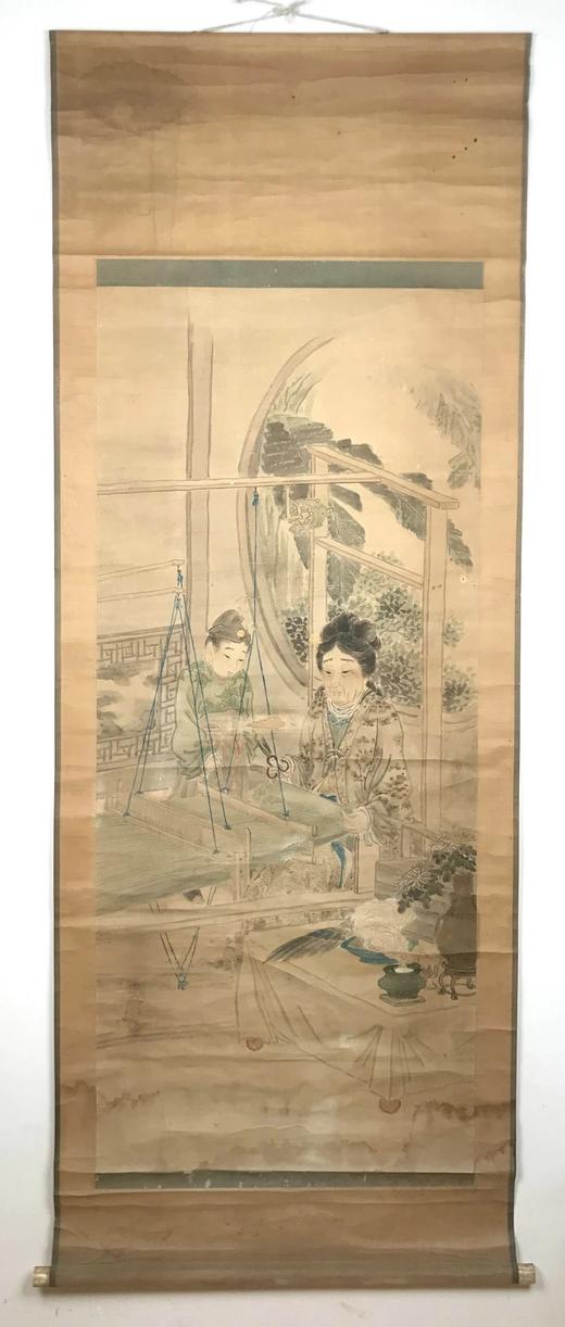 水墨画卷轴 孟母断织图 纸本装裱 无盒 商品图1