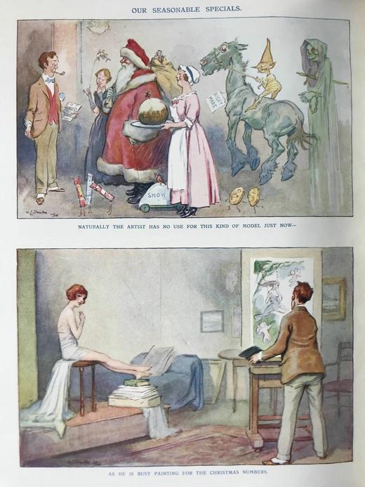 1928年7-12月 英国讽刺漫画杂志《笨拙》 数百幅插图（含彩色） 漆布精装16开 商品图6