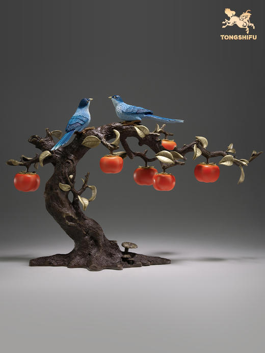 铜师傅 全铜柿子摆件《喜事连连》乔迁之喜客厅桌面玄关酒柜装饰 商品图2