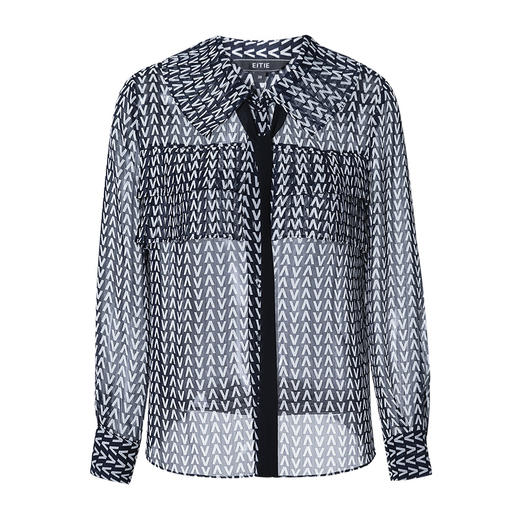 EITIE爱特爱秋季新款洋气职业干练显瘦系带几何印花衬衫上衣衬衣6609309 商品图5