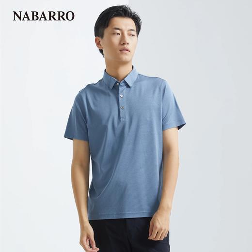 纳巴罗百分百上午重磅真丝36针防勾丝短袖翻领T恤NB193925670A 商品图0