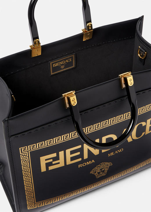 【欧洲专柜直供】FENDI芬迪x Versace范思哲联名款FENDACE LOGO SUNSHINE托特包 1006687 商品图6