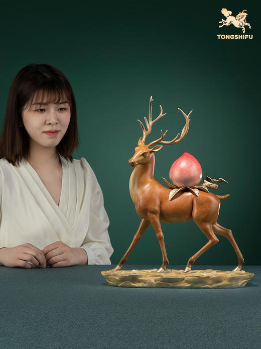 铜师傅 全铜摆件《福禄寿进门》 铜工艺品 家居饰品 礼品 鹿摆件 商品图4