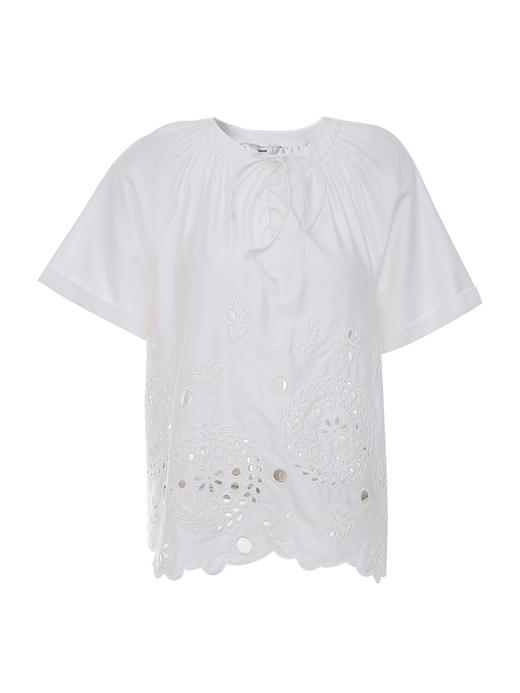 VIMAGE/纬漫纪夏季新款100%棉洋气精致蕾丝镂空小上衣V1713332 商品图5