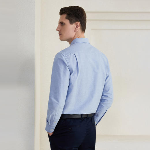 【男士纯棉衬衫】22年夏季新品男士衬衫商务通勤浅花蓝内搭上衣 商品图3